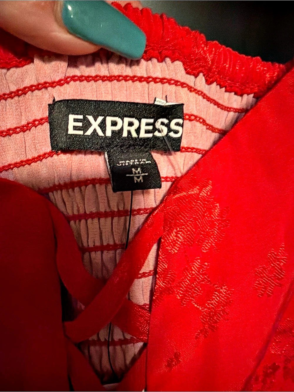 Express Floral Lace-Up Maxi Dress in Red Size Medium NWT